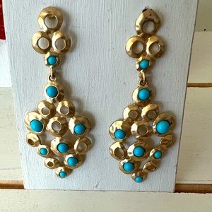 Earrings with faux turquoise beads